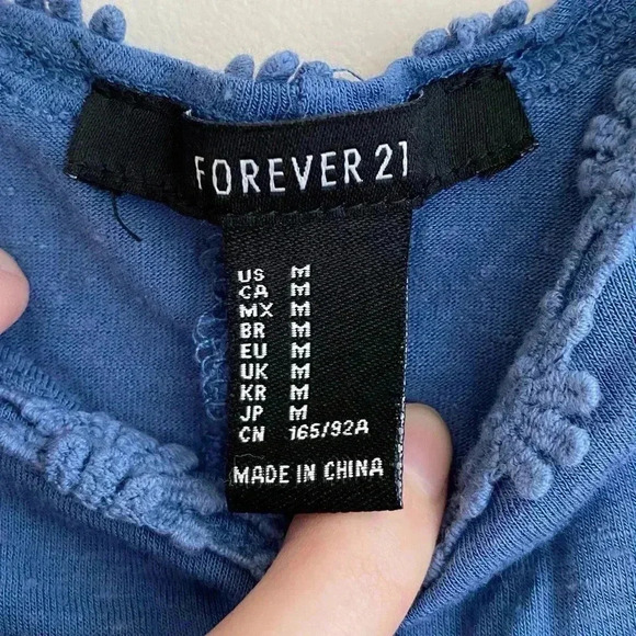 Forever 21 Blue Crotchet Flower Crop Top for Spring, Size Medium, Cropped Tank - Picture 6 of 9